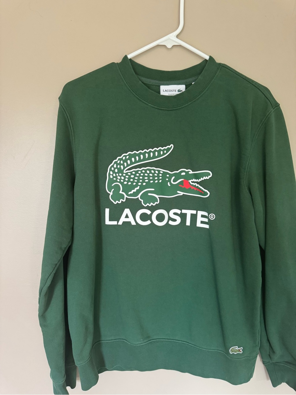 Lacoste Green Crewneck Sweatshirt with White Logo